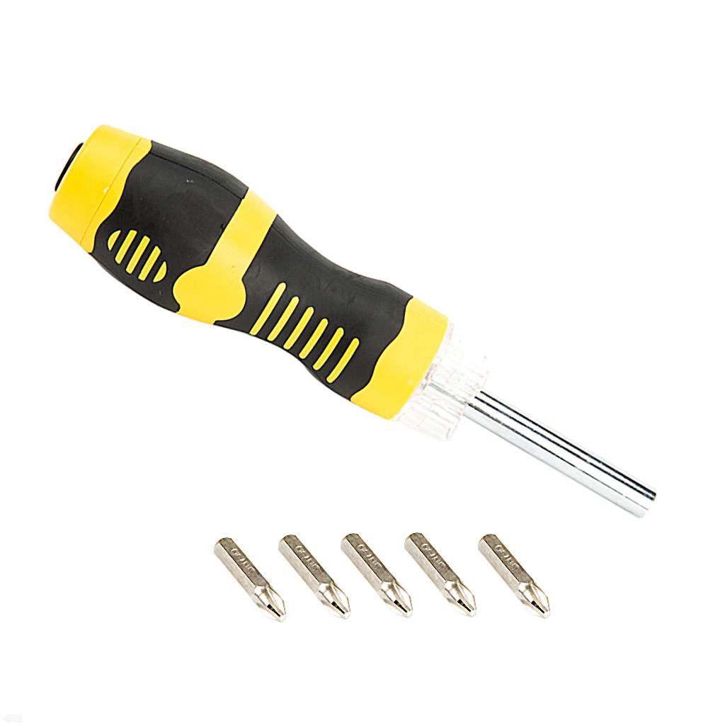 5 in 1 Slotted Philips Screwdriver Bit Set with Led Light Yellow