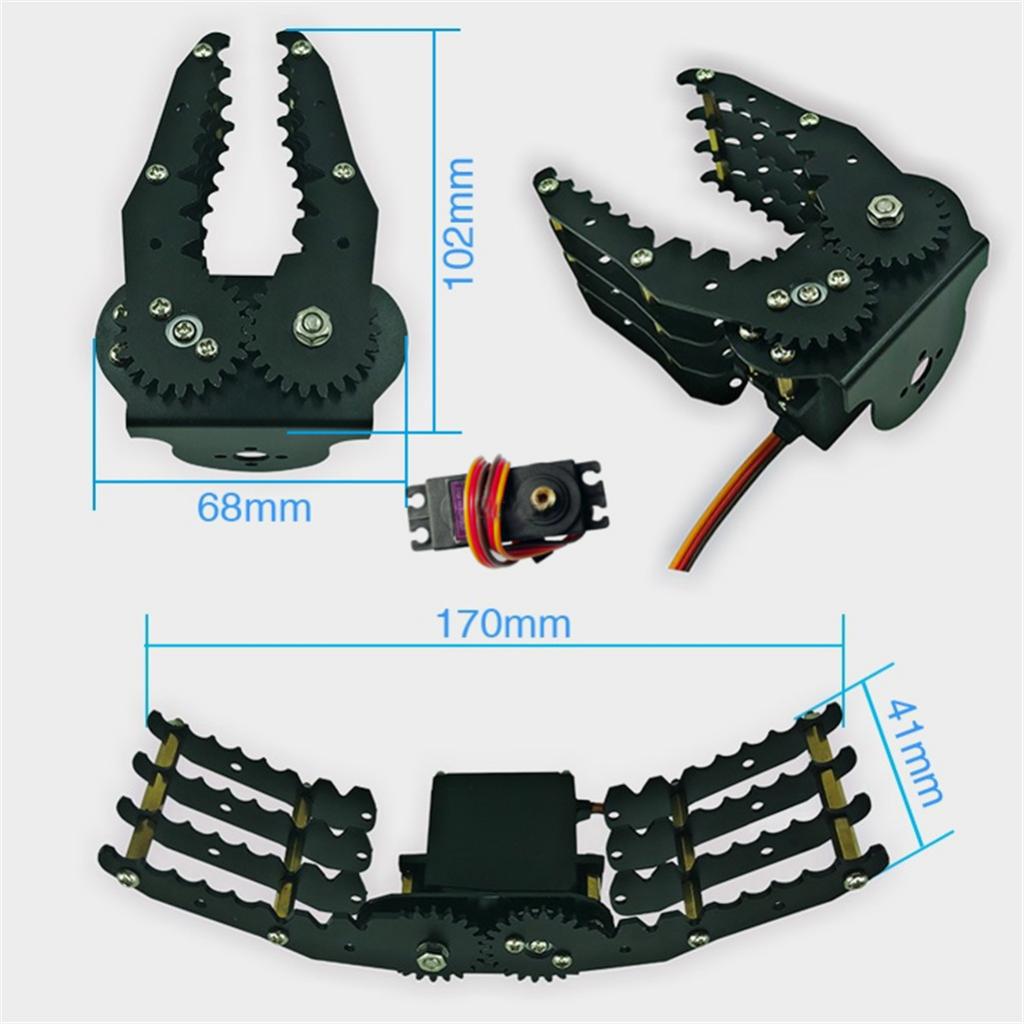 G6 DIY Metal Robotic Robot Standard Claw Gripper Kit MG-996R Servo Black
