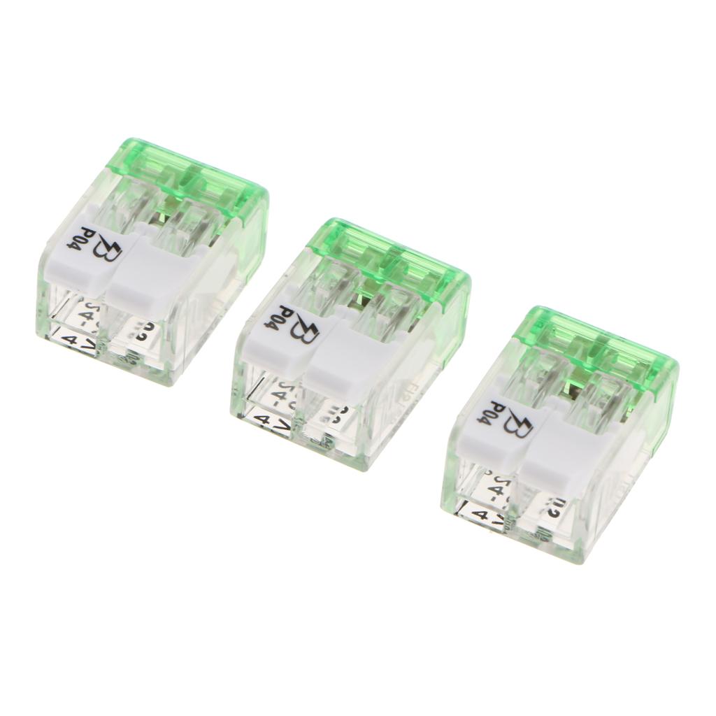 3x 450V/600V 32A Spring Terminal Blocks Strip Barrier Quick Connector 2P