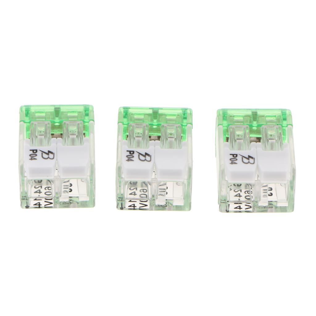 3x 450V/600V 32A Spring Terminal Blocks Strip Barrier Quick Connector 2P