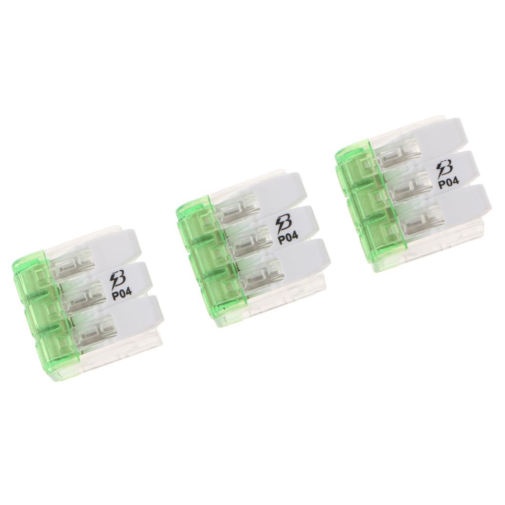 3x 450V/600V 32A Spring Terminal Blocks Strip Barrier Quick Connector 3P