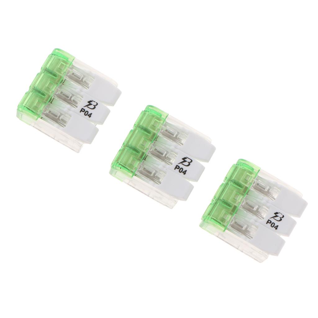 3x 450V/600V 32A Spring Terminal Blocks Strip Barrier Quick Connector 3P