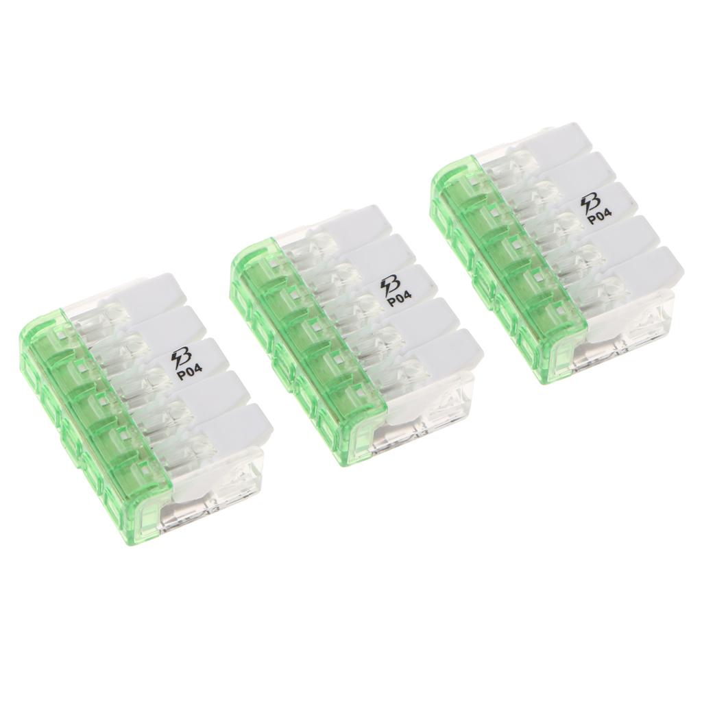 3x 450V/600V 32A Spring Terminal Blocks Strip Barrier Quick Connector 5P