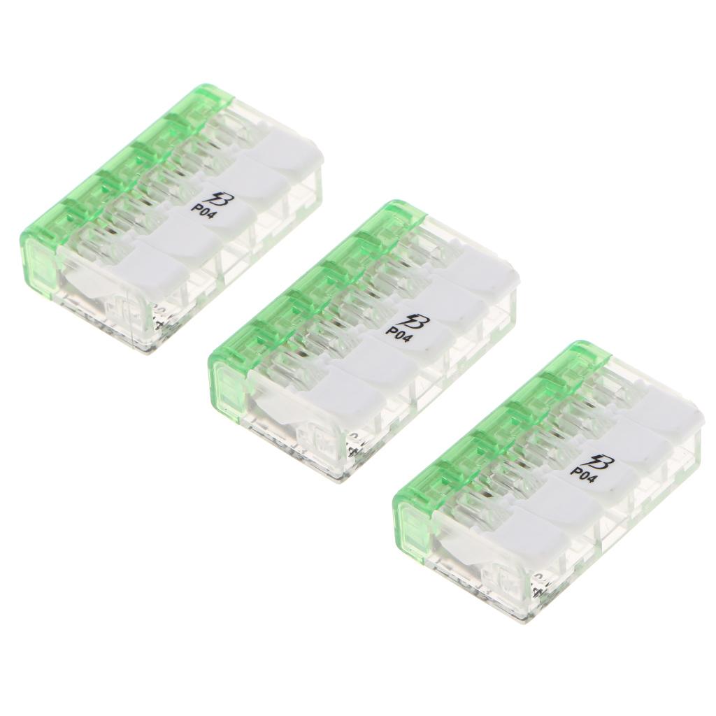 3x 450V/600V 32A Spring Terminal Blocks Strip Barrier Quick Connector 5P