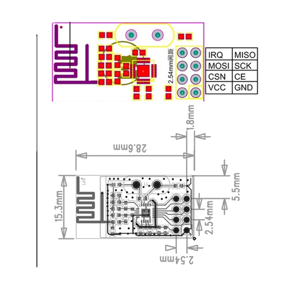 XH-NF-01 2.4G Wireless Module 100mW Power SPI Interface IOT Module 01 Built-in Antenna