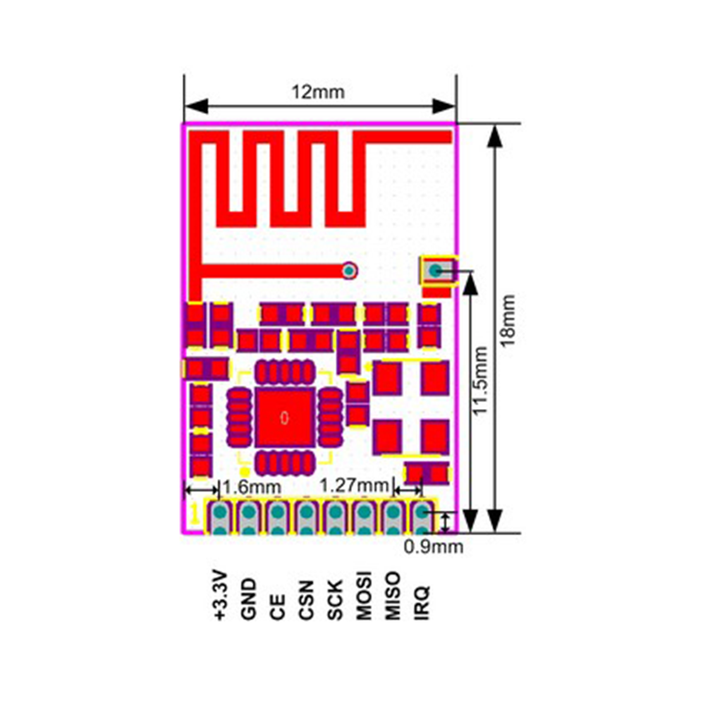 XH-NF-01 2.4G Wireless Module 100mW Power SPI Interface IOT Module 03 Onboard Antenna