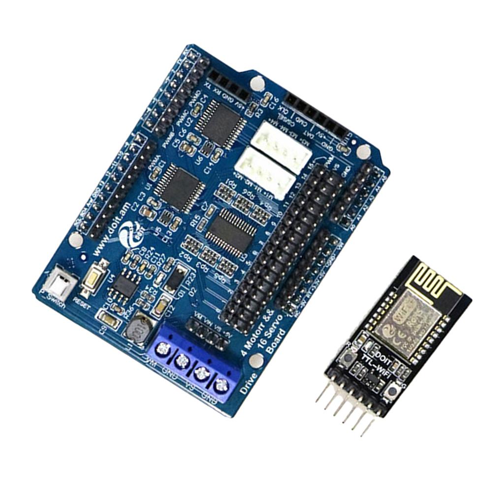 2/4 DC Motor 16-Way Servo Drive Board Arduino Motor Drive Board+WiFi Module