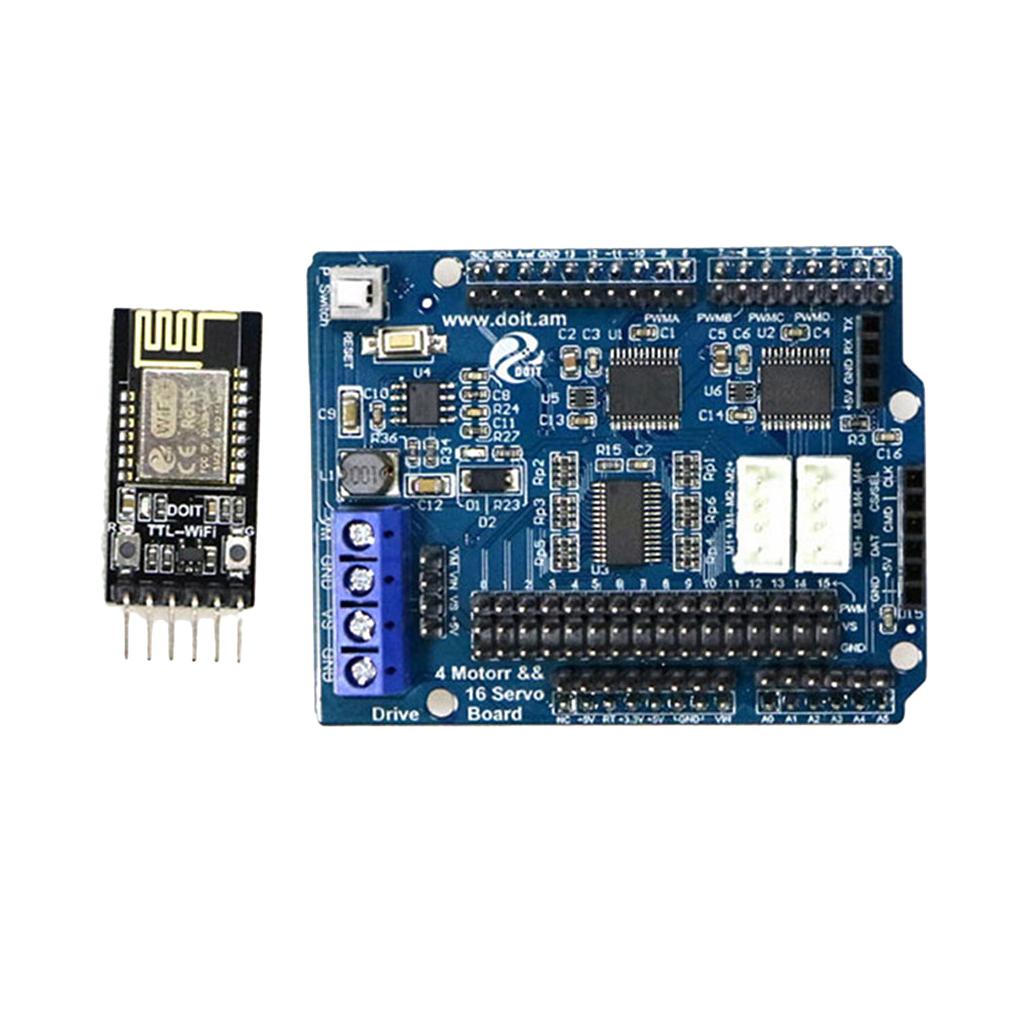2/4 DC Motor 16-Way Servo Drive Board Arduino Motor Drive Board+WiFi Module