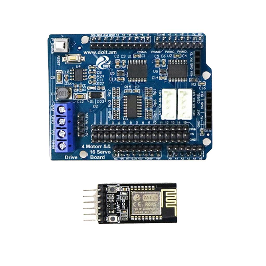 2/4 DC Motor 16-Way Servo Drive Board Arduino Motor Drive Board+WiFi Module