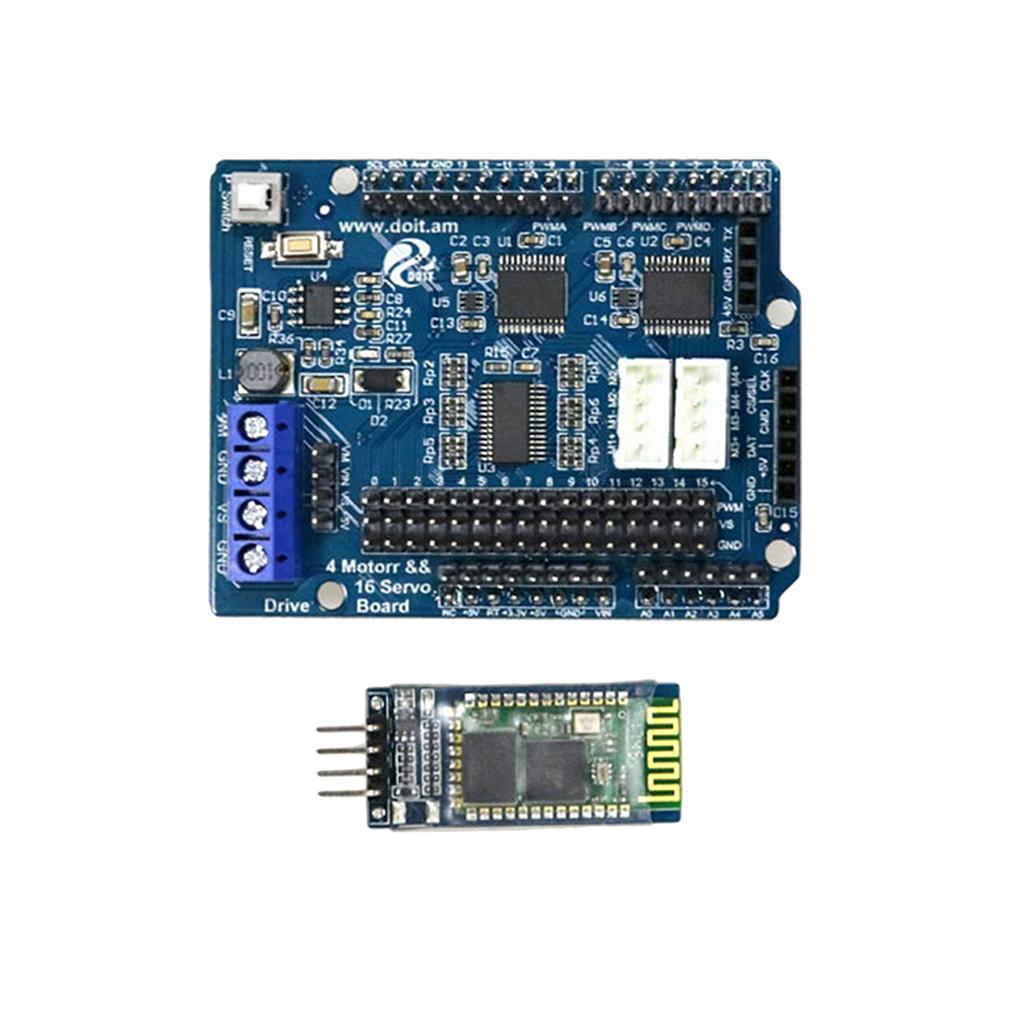 2/4 DC Motor 16-Way Servo Drive Board Arduino Motor Drive Board+BT Module