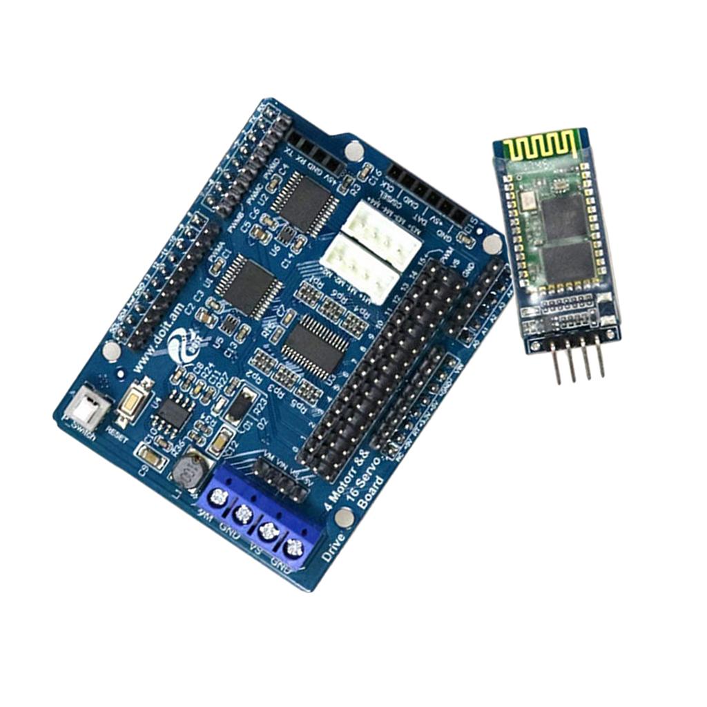 2/4 DC Motor 16-Way Servo Drive Board Arduino Motor Drive Board+BT Module