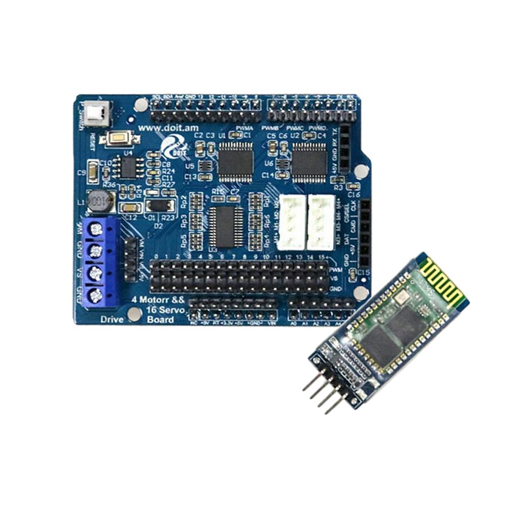 2/4 DC Motor 16-Way Servo Drive Board Arduino Motor Drive Board+BT Module