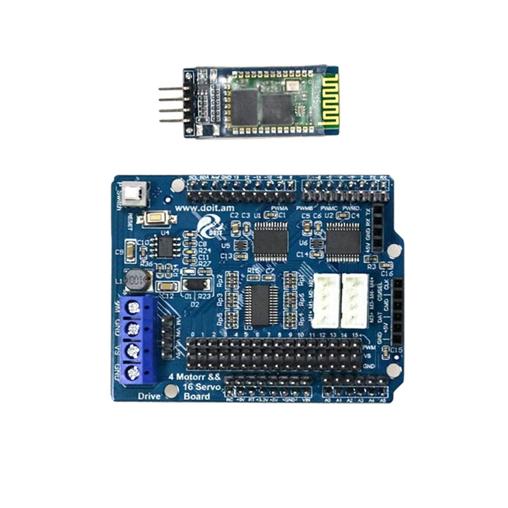 2/4 DC Motor 16-Way Servo Drive Board Arduino Motor Drive Board+BT Module