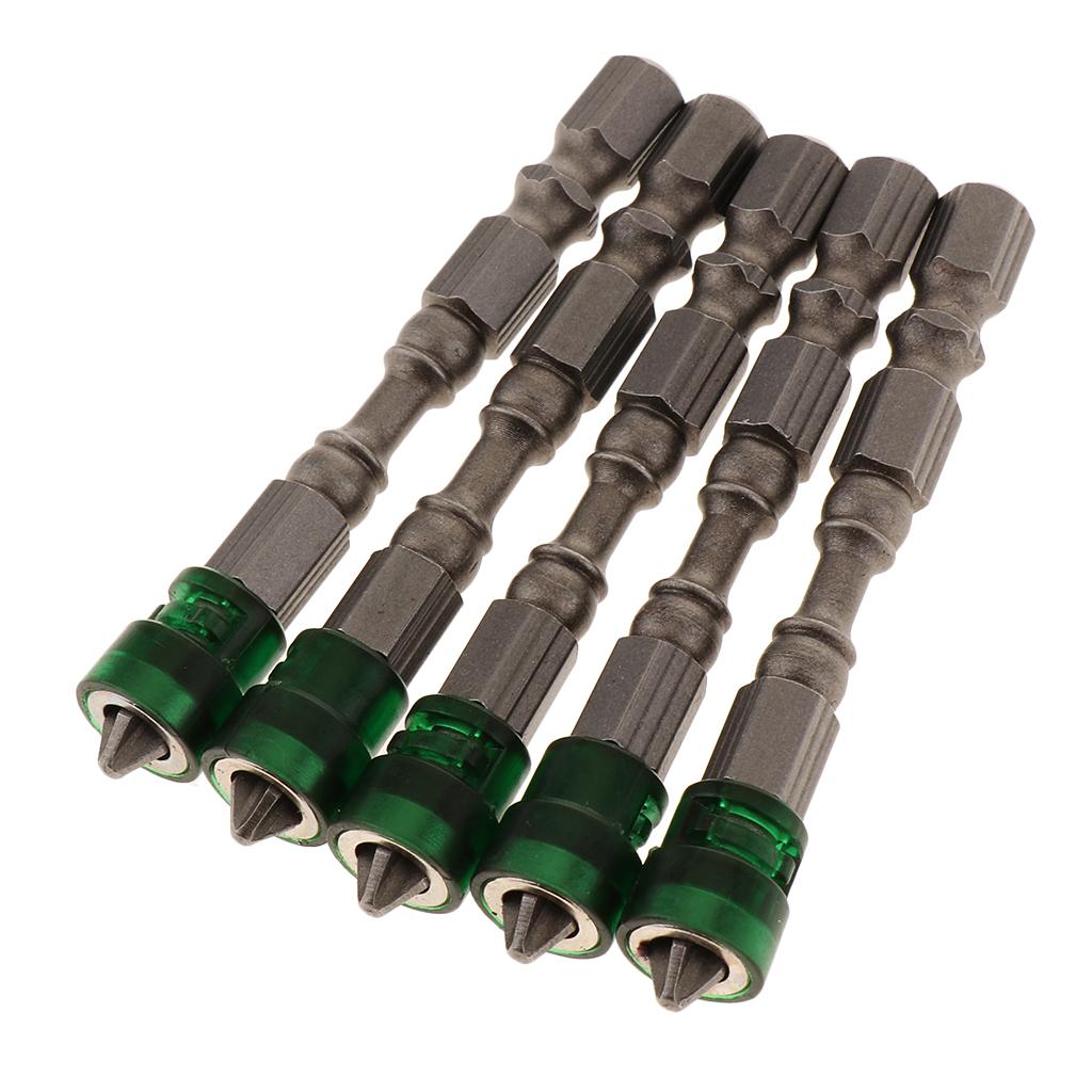 5 in 1 Phillips Cross Screwdriver Bit Set Hex for Drill Screw Driver Green