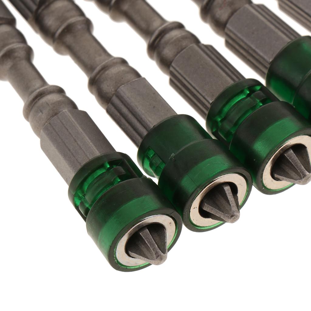 5 in 1 Phillips Cross Screwdriver Bit Set Hex for Drill Screw Driver Green