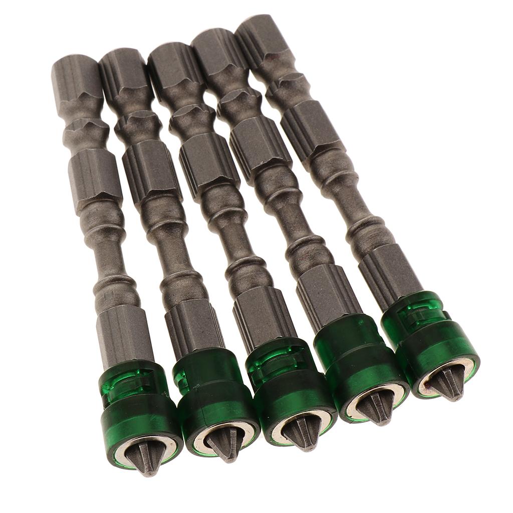 5 in 1 Phillips Cross Screwdriver Bit Set Hex for Drill Screw Driver Green