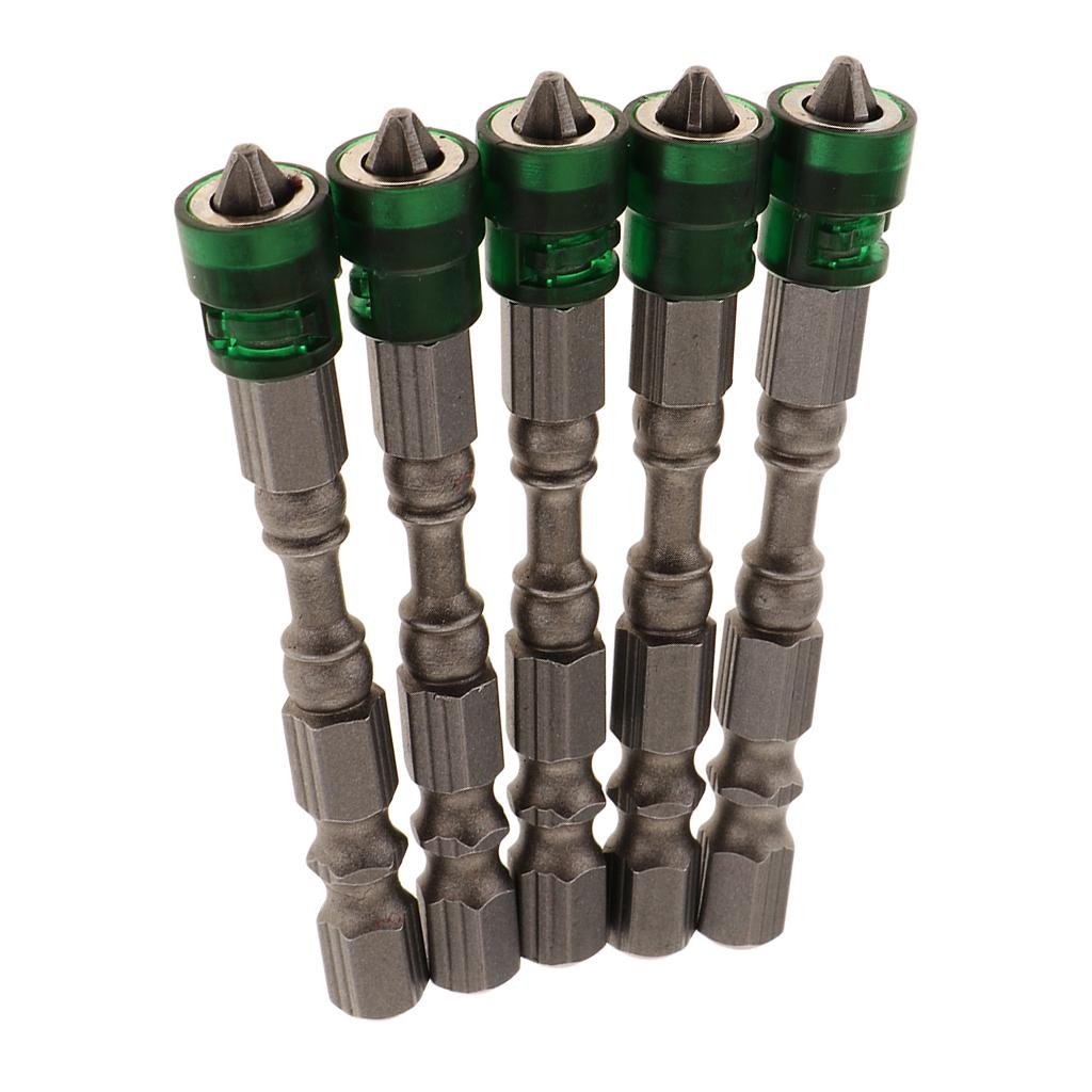 5 in 1 Phillips Cross Screwdriver Bit Set Hex for Drill Screw Driver Green