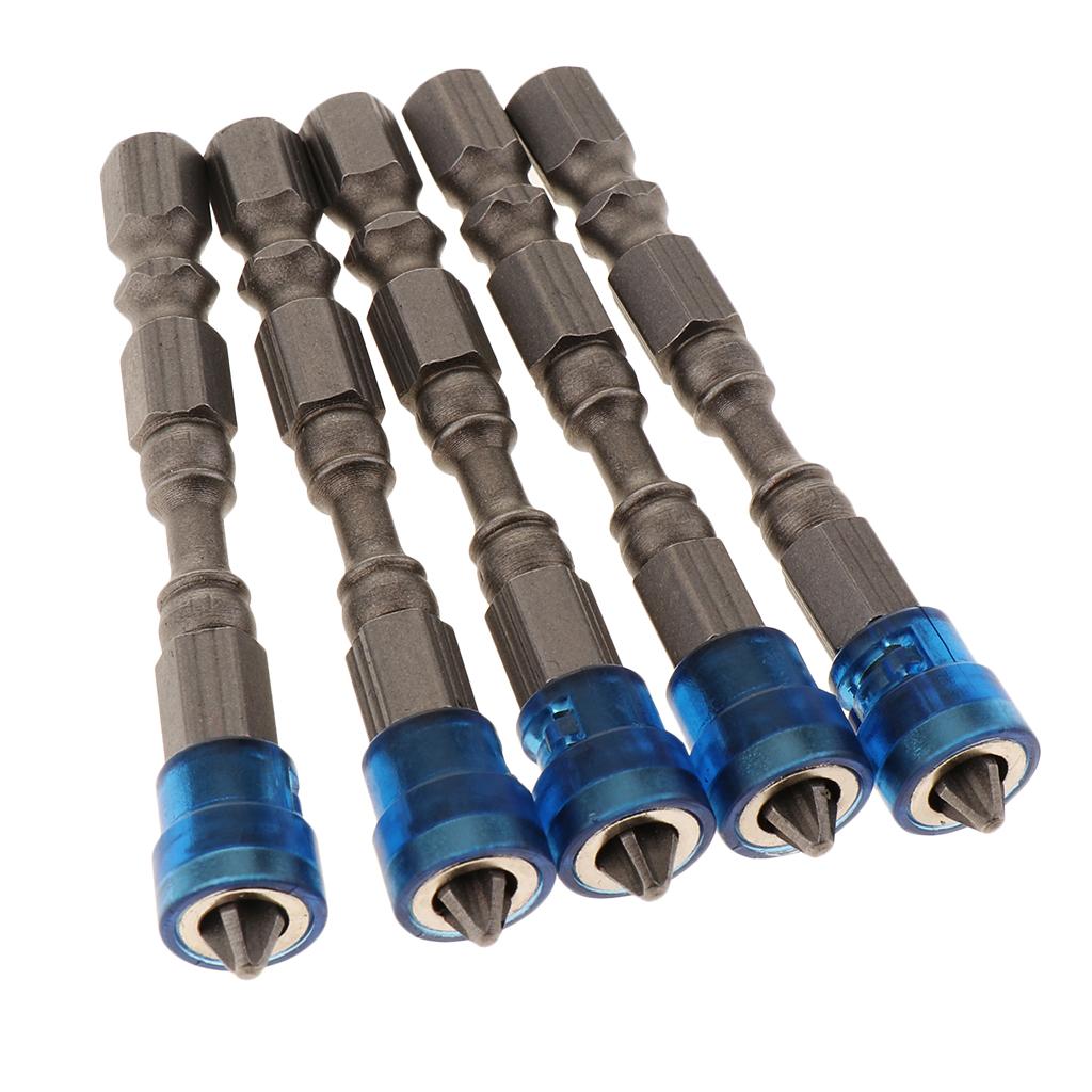 5 in 1 Phillips Cross Screwdriver Bit Set Hex for Drill Screw Driver Blue