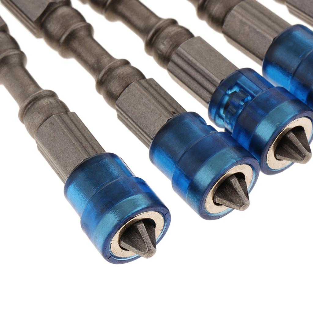 5 in 1 Phillips Cross Screwdriver Bit Set Hex for Drill Screw Driver Blue