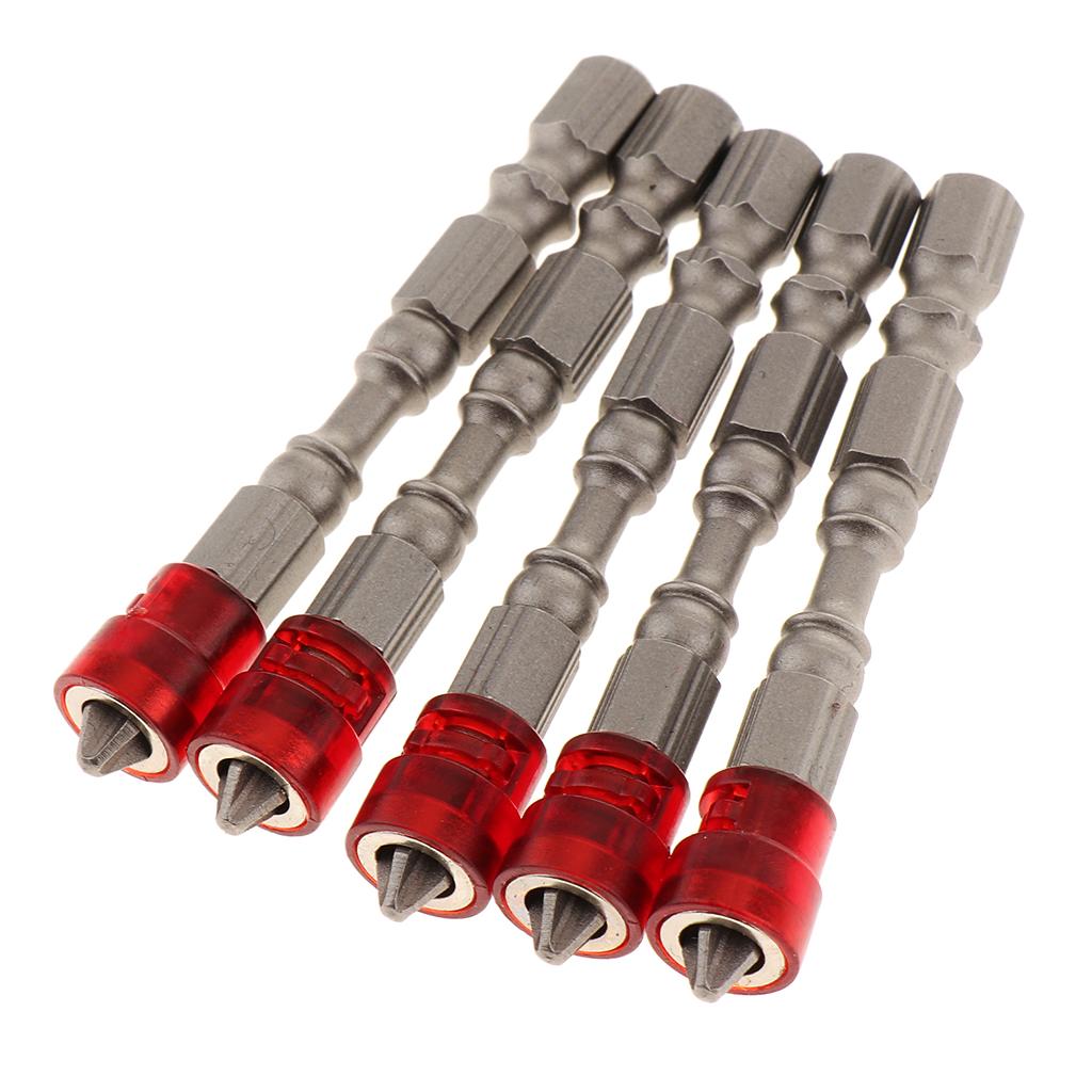 5 in 1 Phillips Cross Screwdriver Bit Set Hex for Drill Screw Driver Red