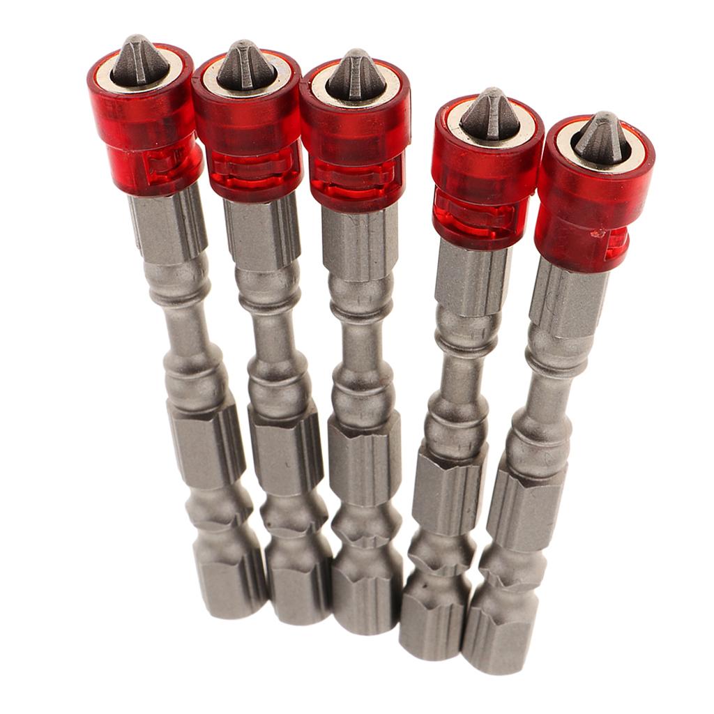 5 in 1 Phillips Cross Screwdriver Bit Set Hex for Drill Screw Driver Red