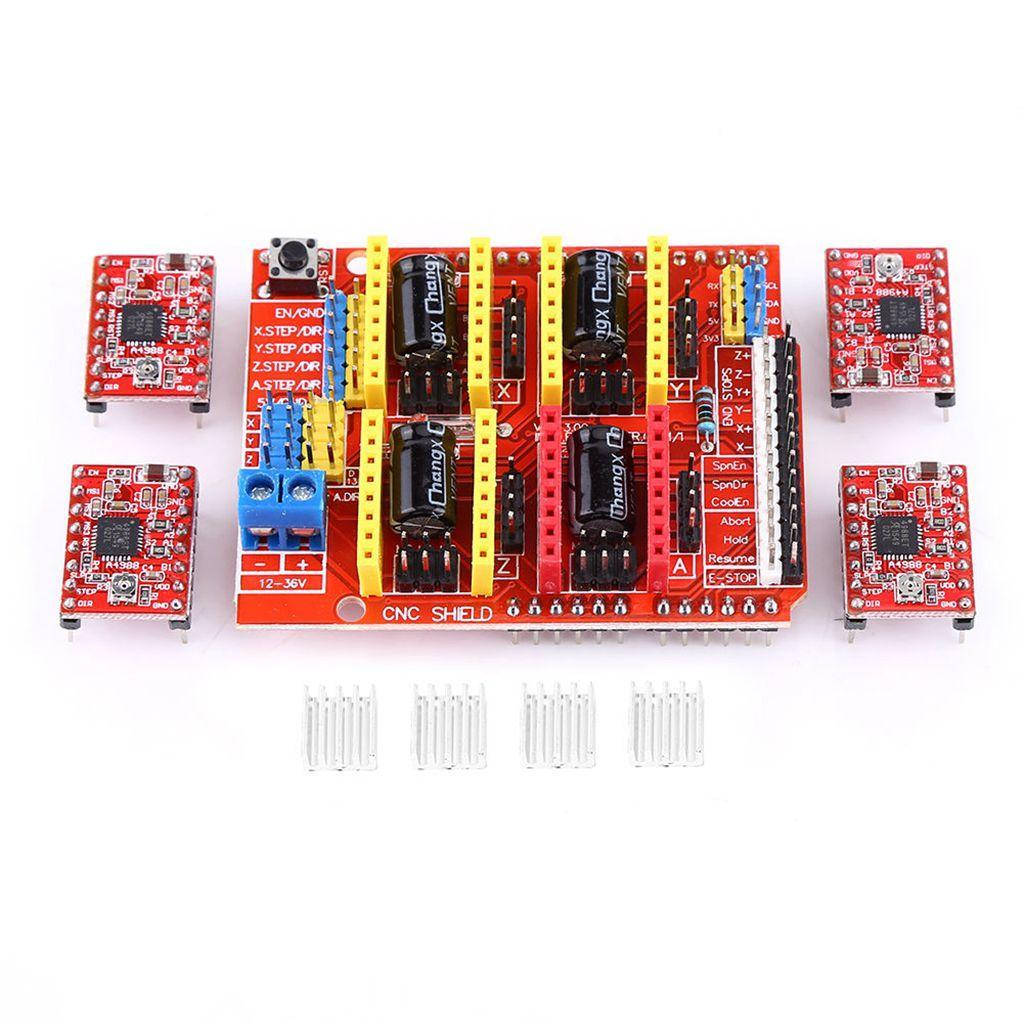 3D Printer Kit with RAMPS 1.4 Controller + Mega 2560 board + 4pcs A4988 Stepper Motor Driver with Heatsink + LCD 2004 Graphic Smart Display Controller