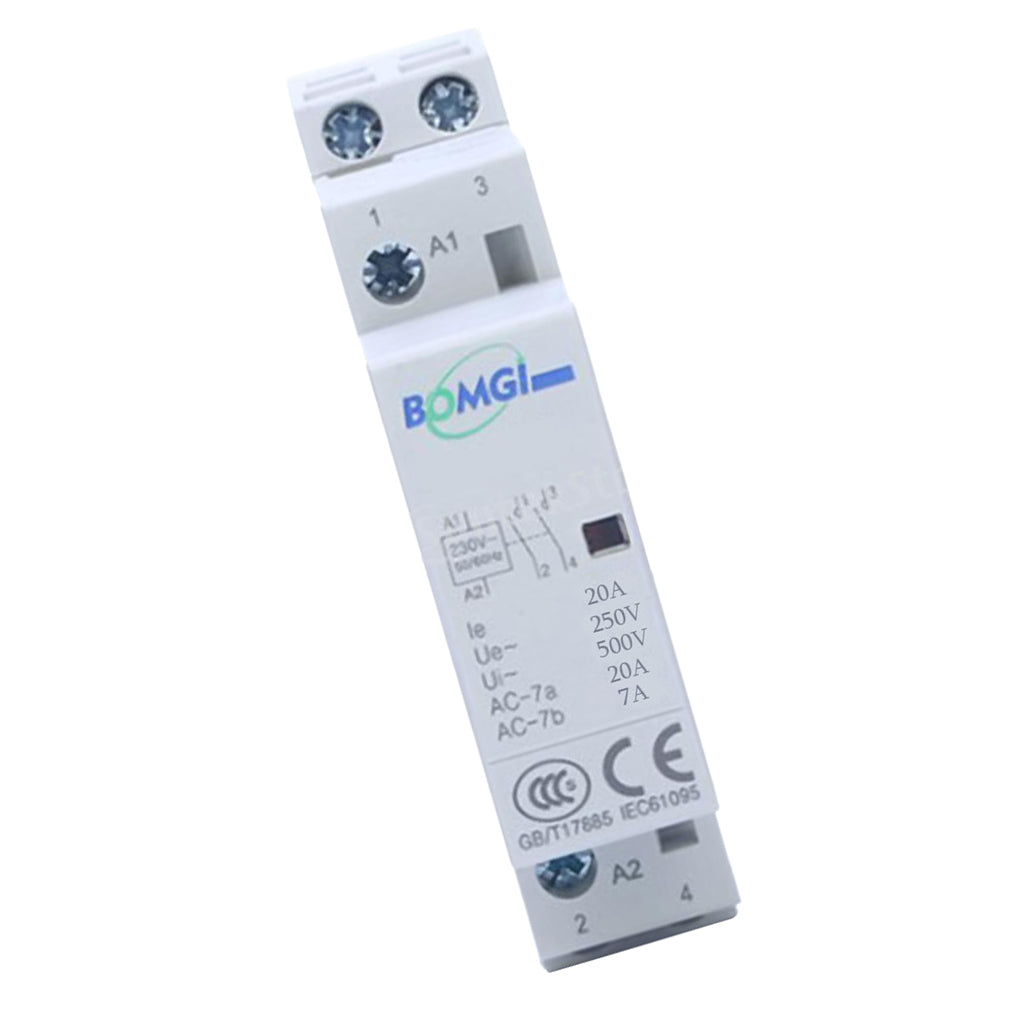 AC Contactor 230V 20A 2 Pole Universal Circuit Control DIN Rail Mounted