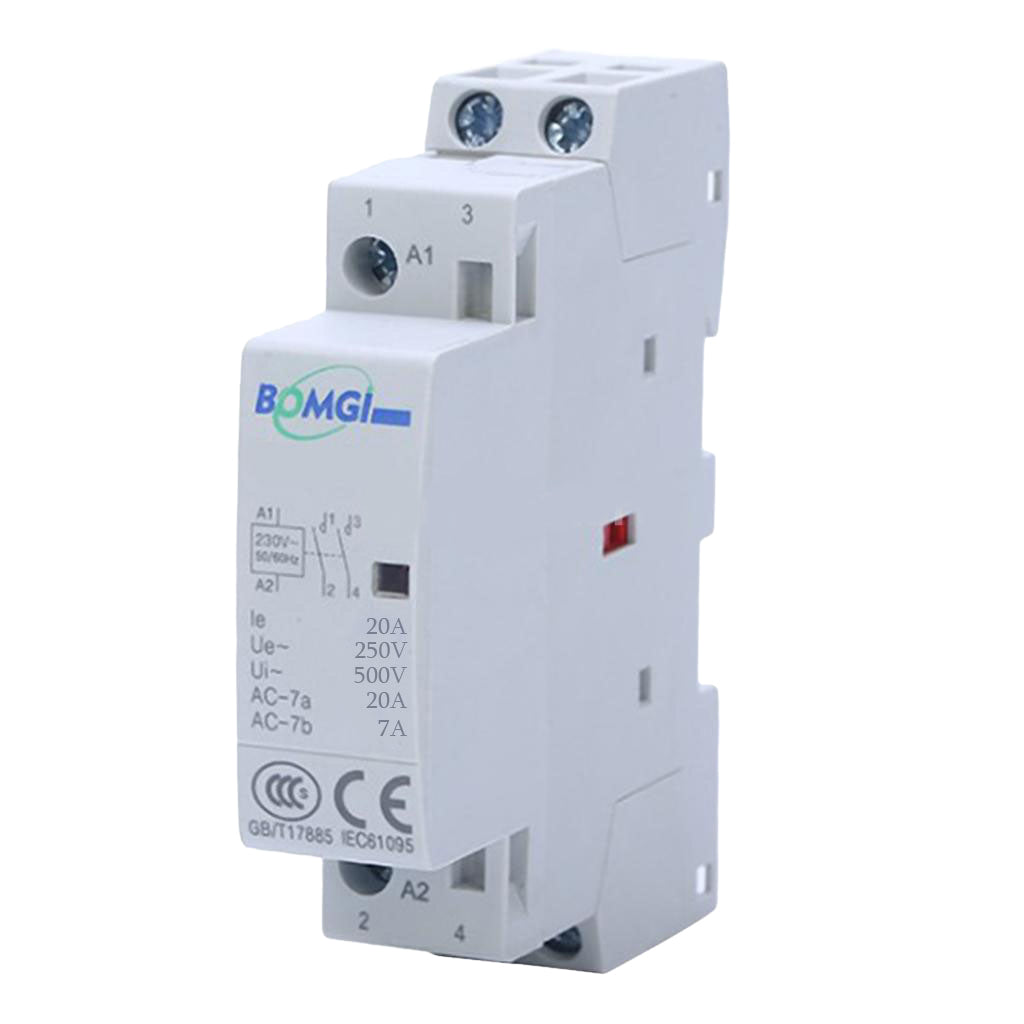 AC Contactor 230V 20A 2 Pole Universal Circuit Control DIN Rail Mounted