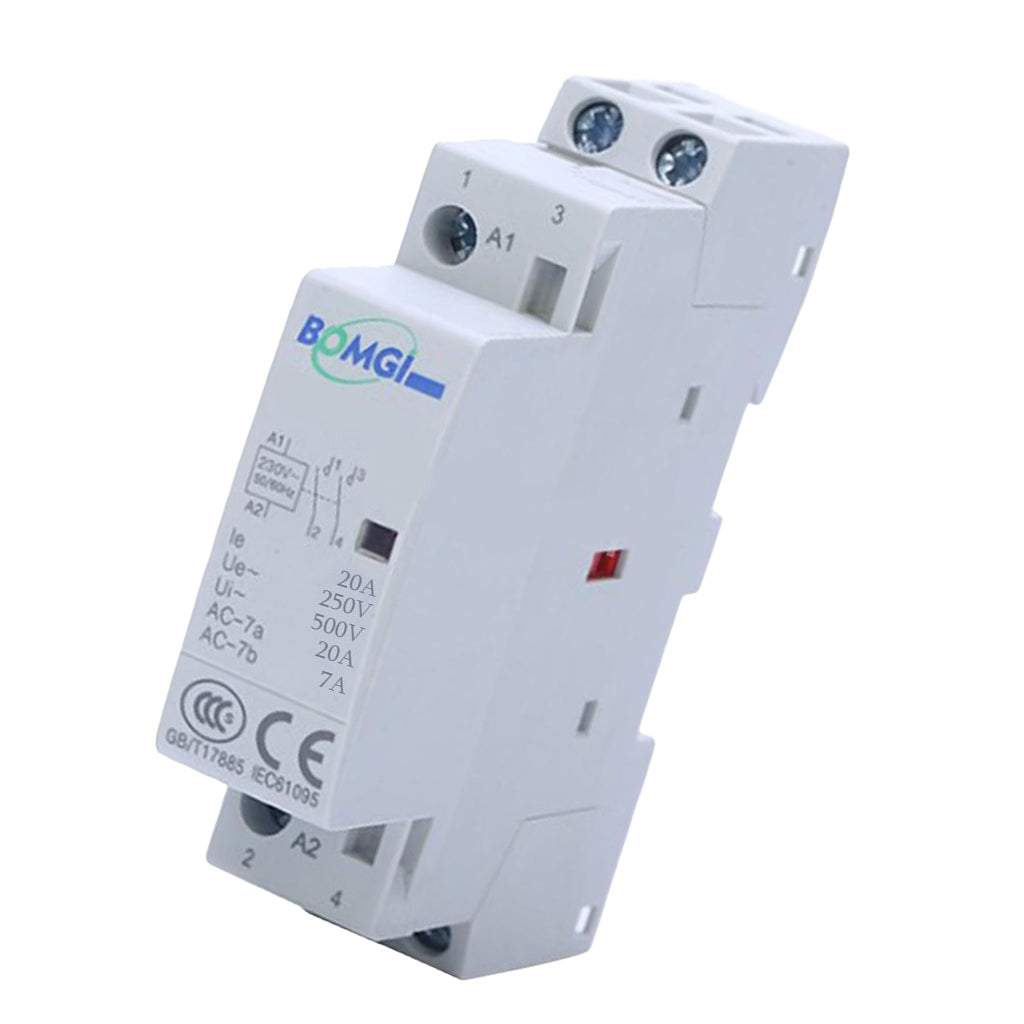 AC Contactor 230V 20A 2 Pole Universal Circuit Control DIN Rail Mounted