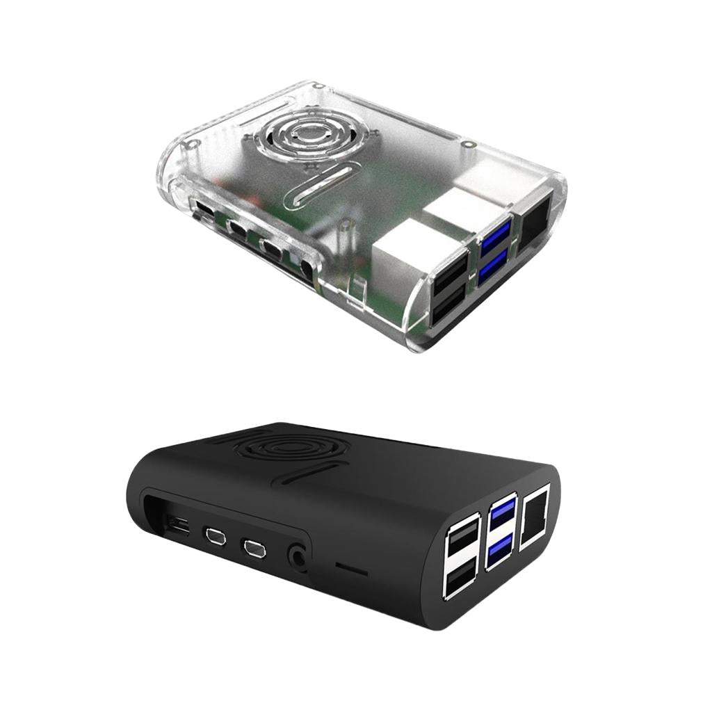 Case with Cooling Fan Heatsinks Installable for Raspberry Pi 4B Black