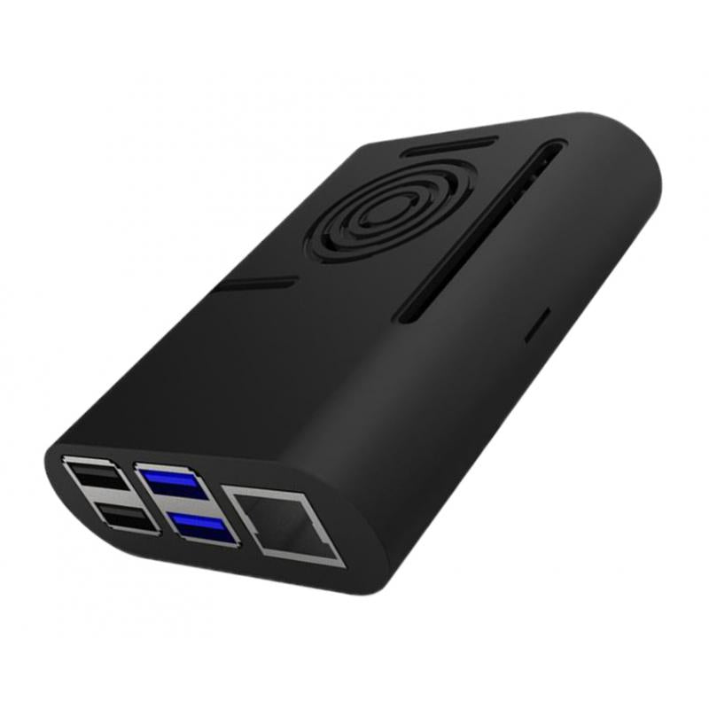 Case with Cooling Fan Heatsinks Installable for Raspberry Pi 4B Black