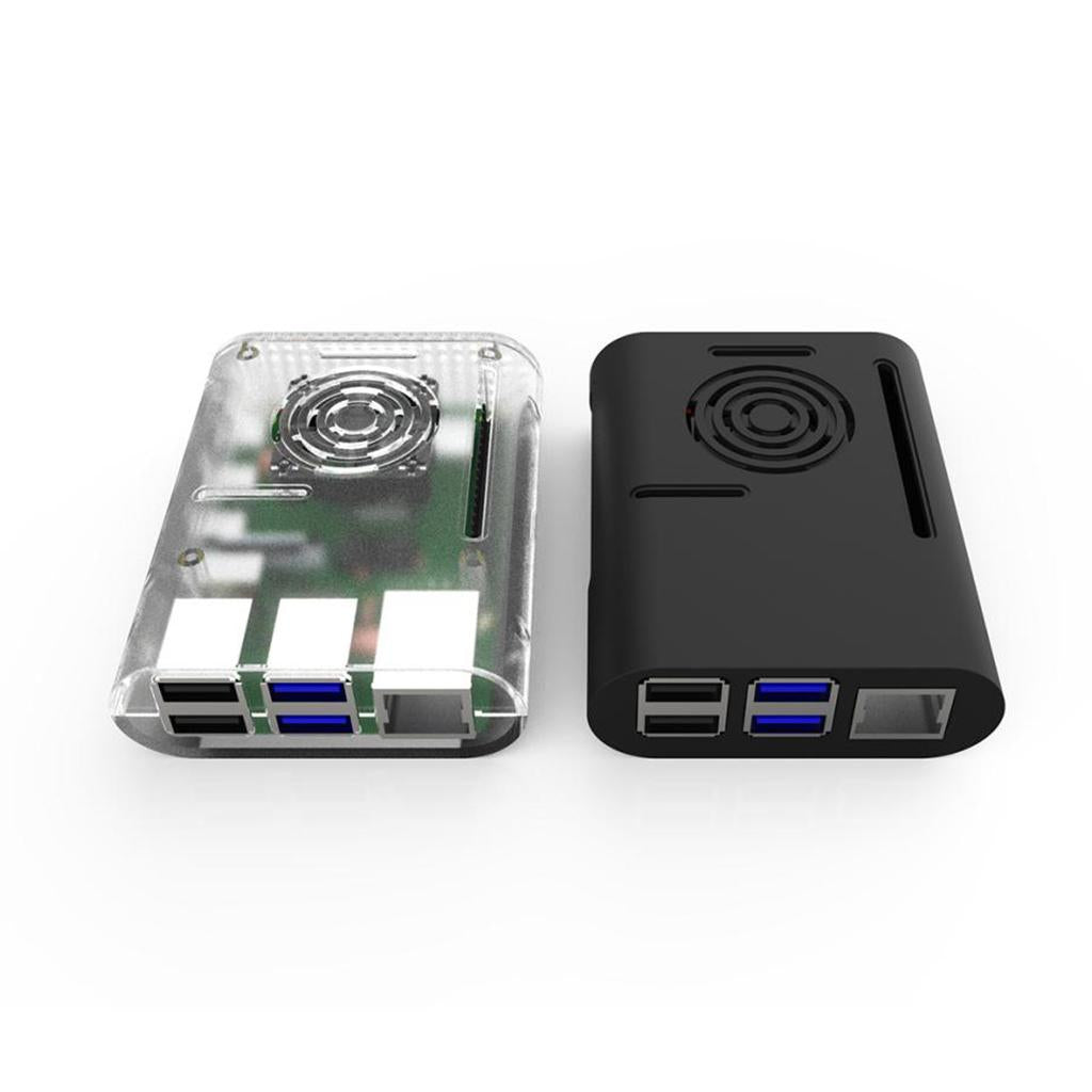 Case with Cooling Fan Heatsinks Installable for Raspberry Pi 4B Black