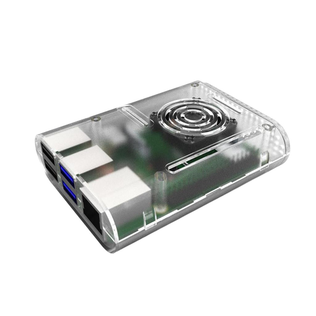 Case with Cooling Fan Heatsinks Installable for Raspberry Pi 4B Transparent