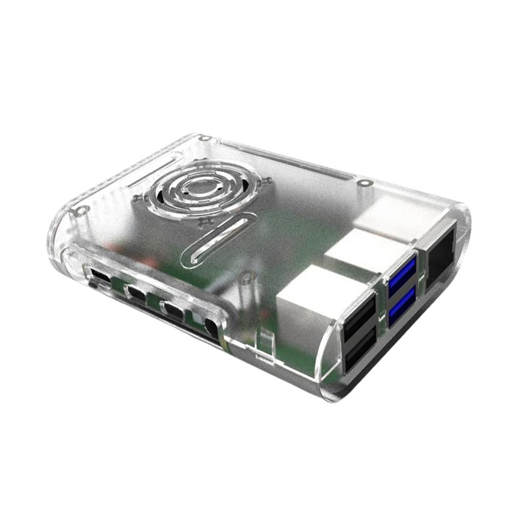 Case with Cooling Fan Heatsinks Installable for Raspberry Pi 4B Transparent