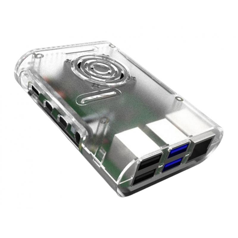Case with Cooling Fan Heatsinks Installable for Raspberry Pi 4B Transparent