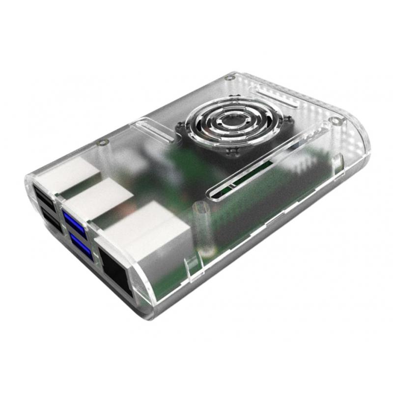 Case with Cooling Fan Heatsinks Installable for Raspberry Pi 4B Transparent