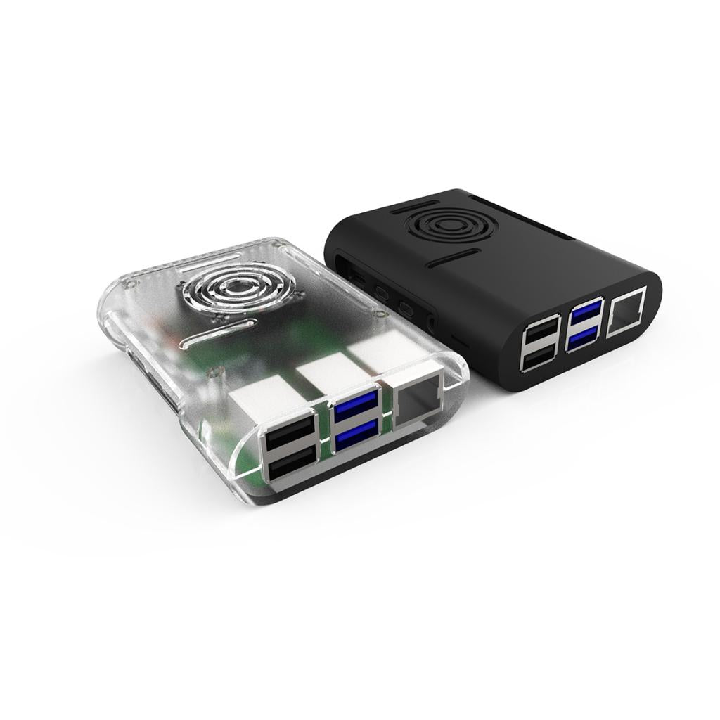 Case with Cooling Fan Heatsinks Installable for Raspberry Pi 4B Transparent