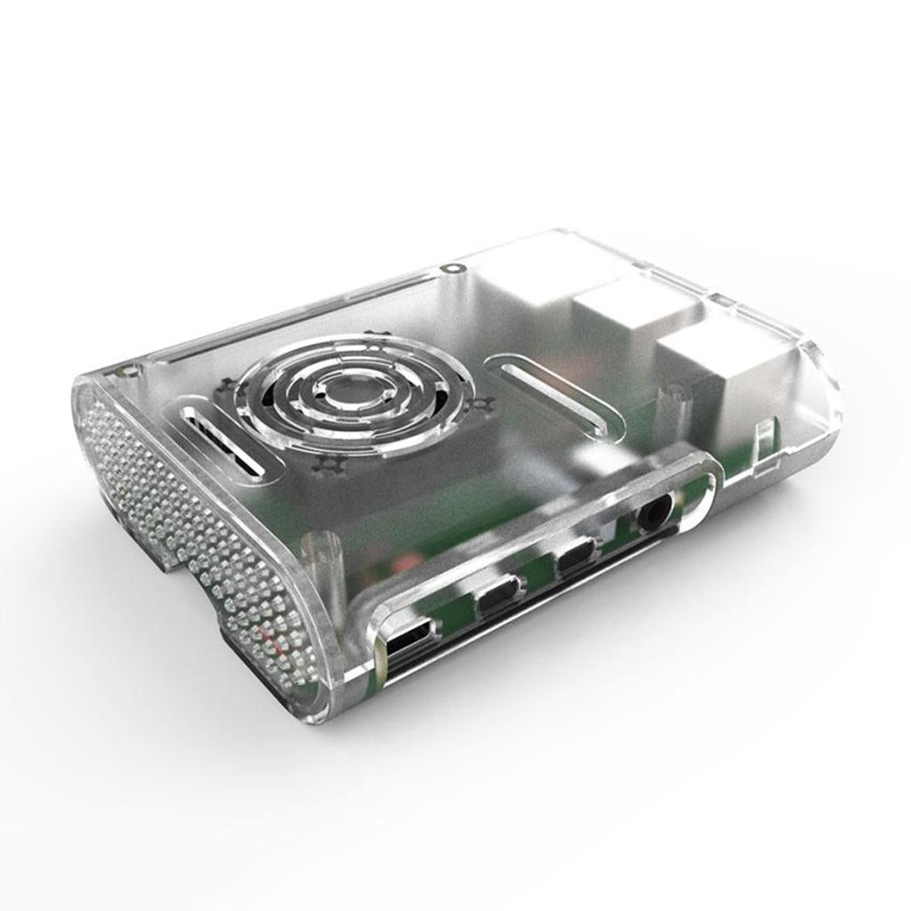 Case with Cooling Fan Heatsinks Installable for Raspberry Pi 4B Transparent