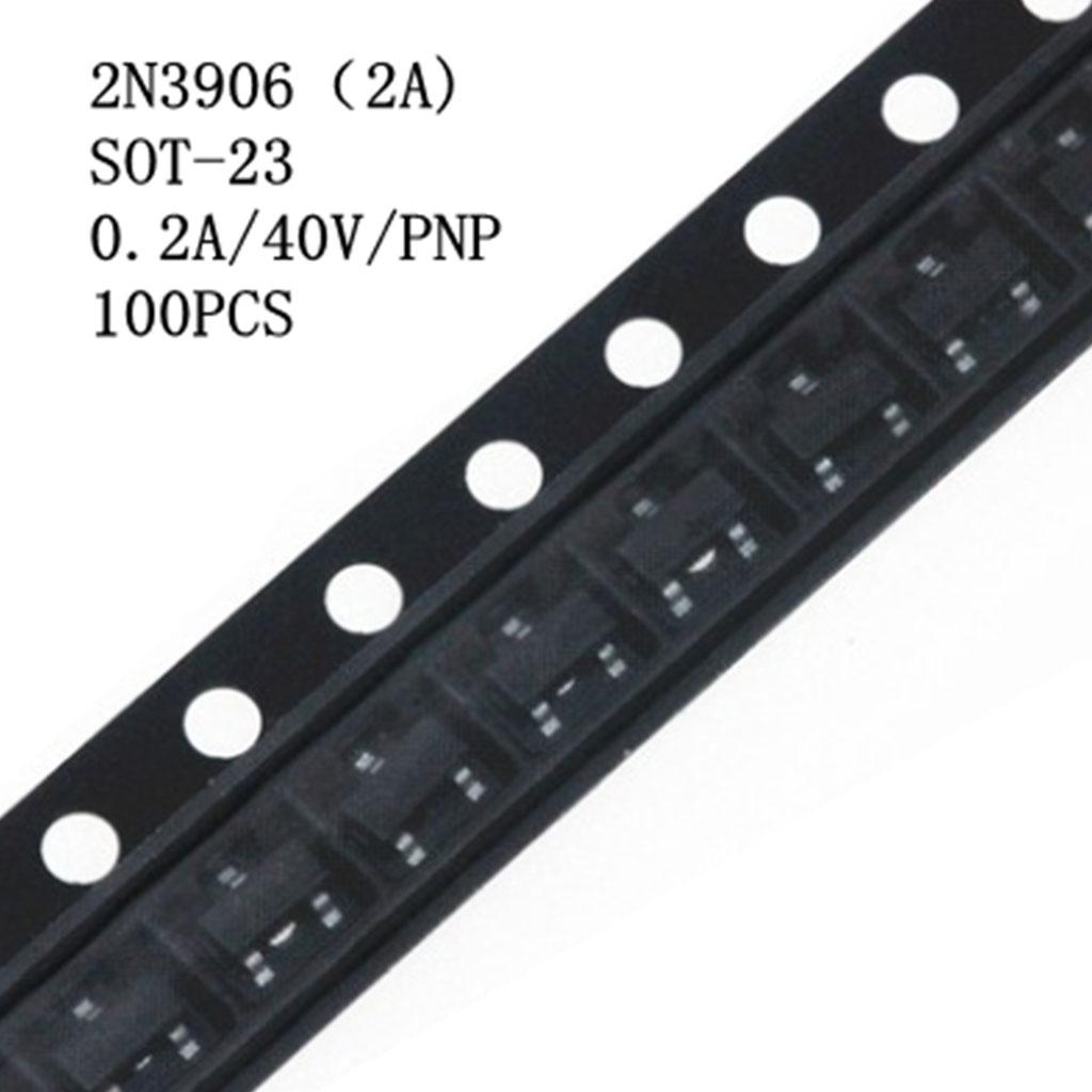 100 Pieces 40V 200mA SOT 23 2N3906 SMD PNP Transistor