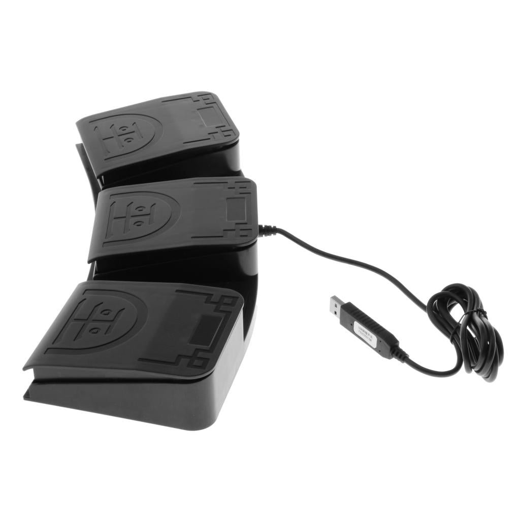 Plastic Computer USB Three Foot Switch Pedal mouse and keyboard w/ USB Cable