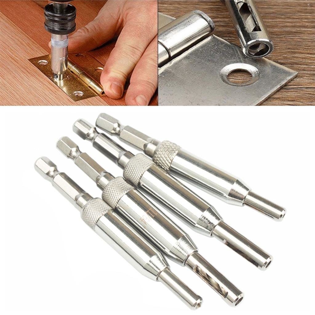 Center Drill Bits Door Self-centering Hinge Hole Opening Drill Bit 4pcs/set