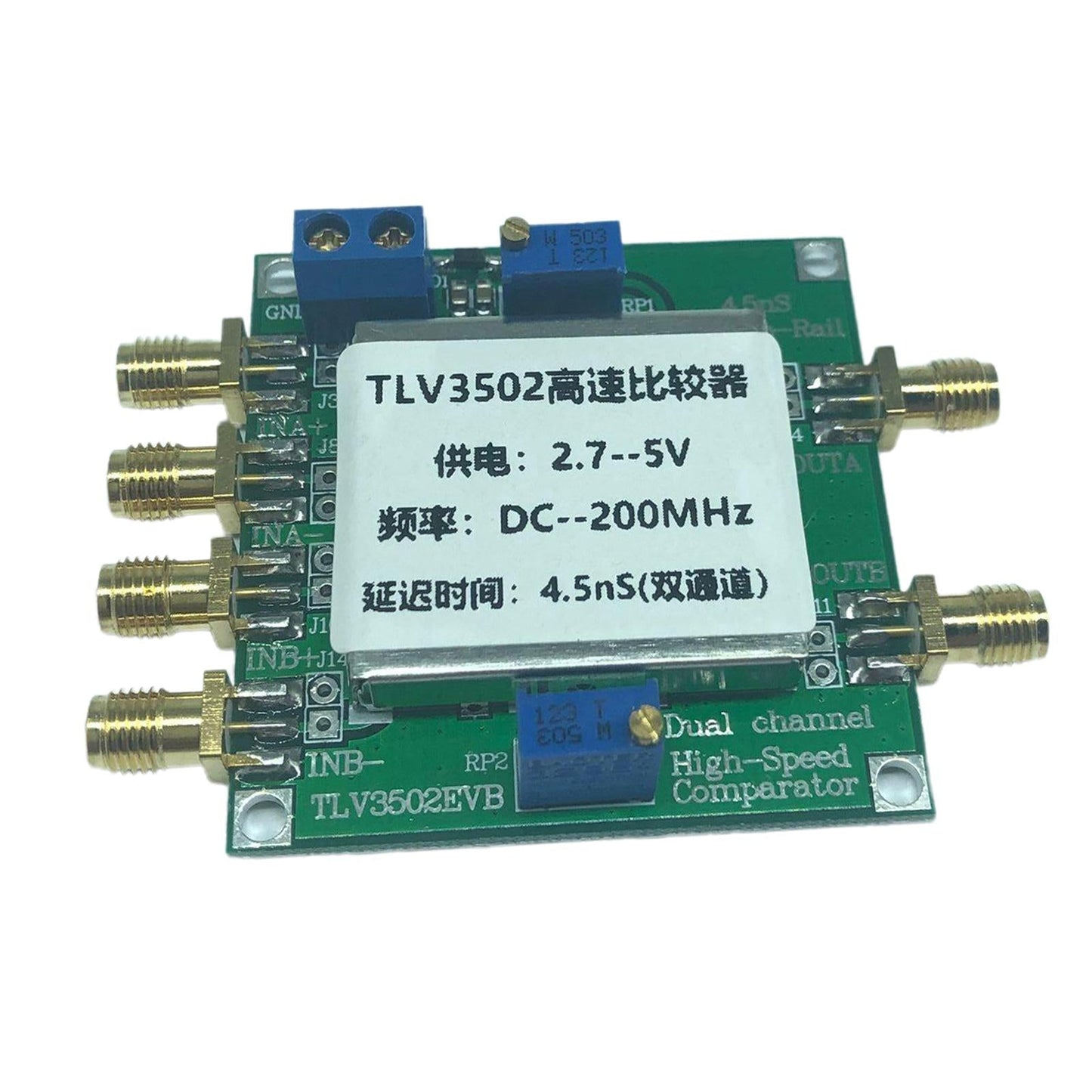 TLV3502 Dual Channel High Speed Comparator Module Rail to Rail 2.7 5VDC