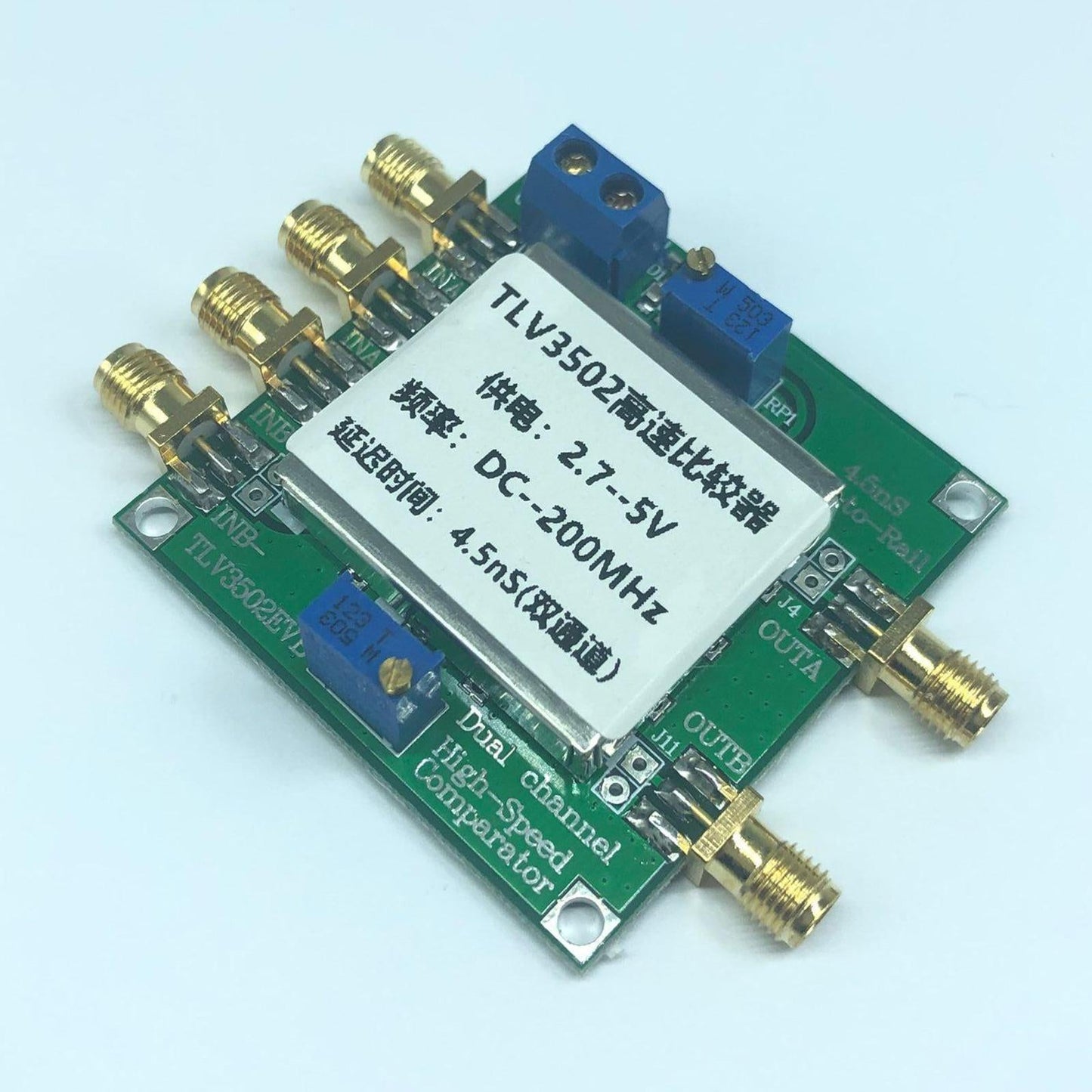 TLV3502 Dual Channel High Speed Comparator Module Rail to Rail 2.7 5VDC