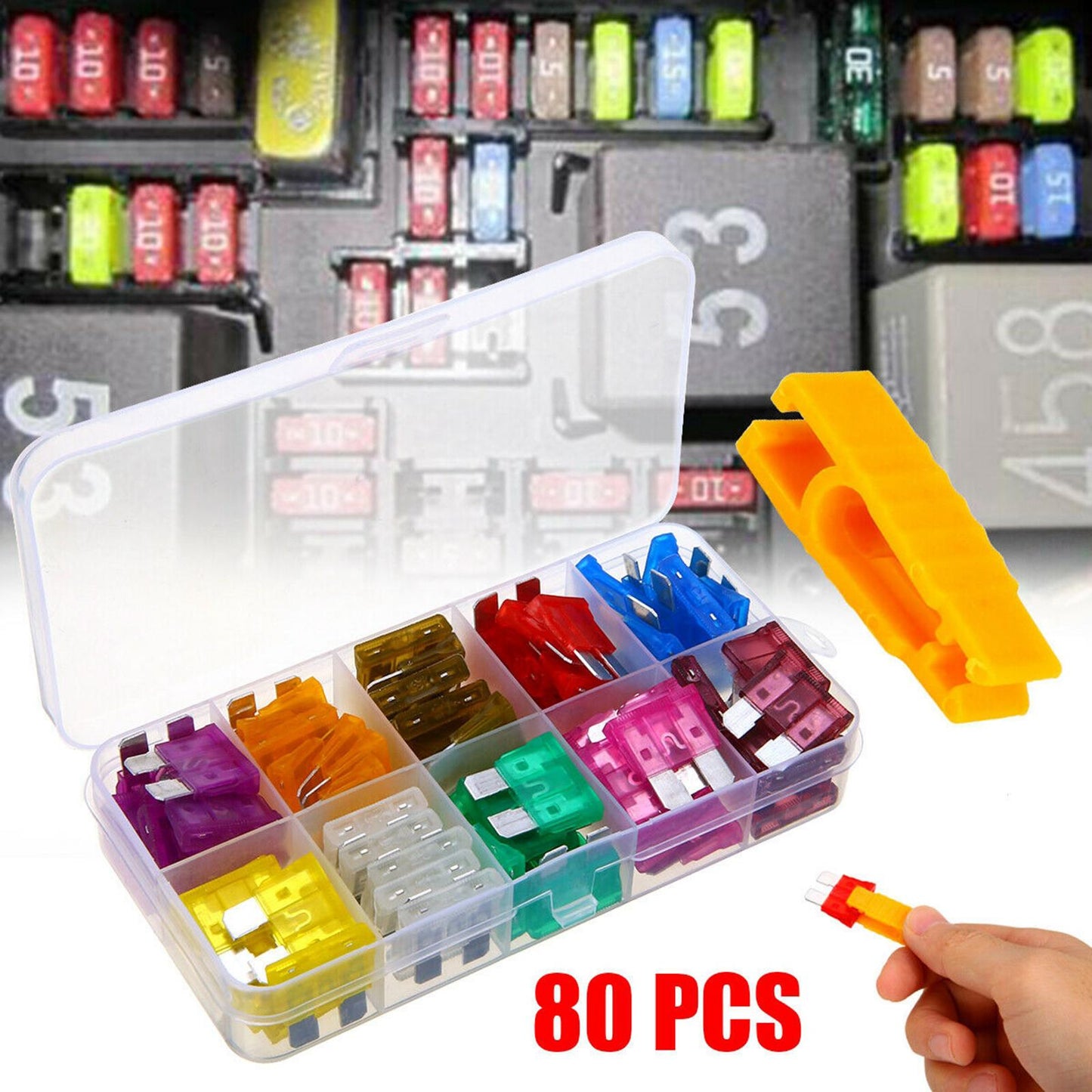 80pcs Standard Blade Fuse Assortment Auto Car Motorcycle FUSES Kit APM ATM