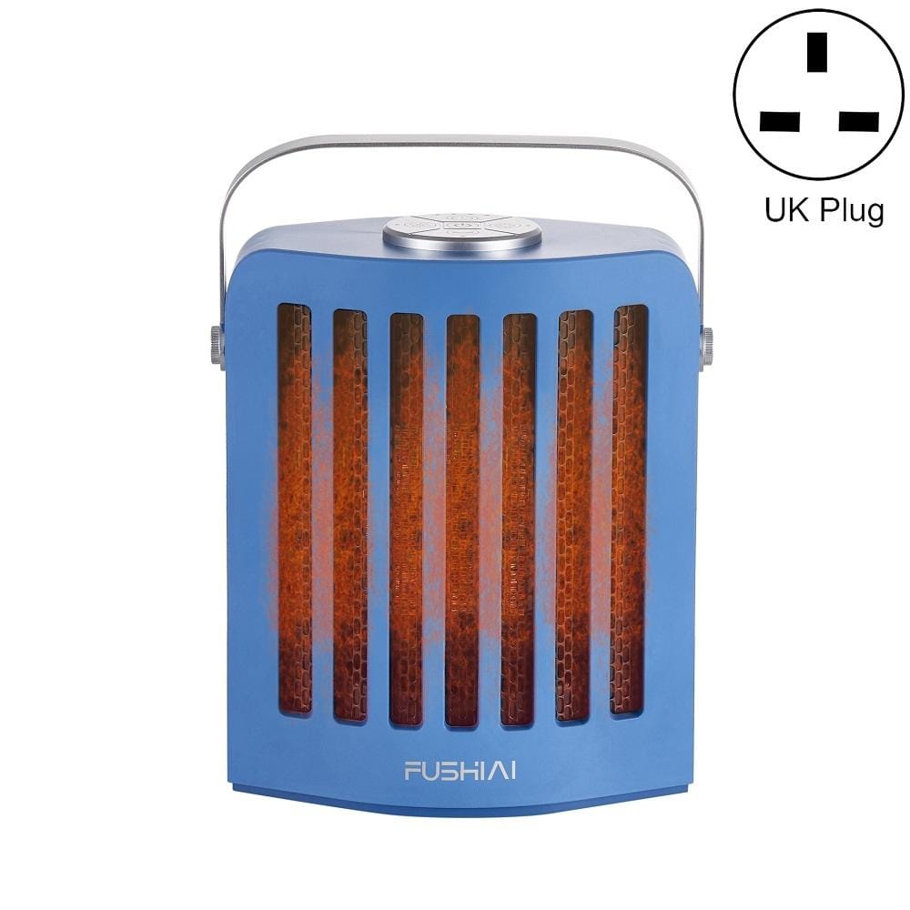 FUSHIAI Office Table Mini Small PTC Heater Desktop Quick Heat Silent Heater, Size:UK Plug (Blue)