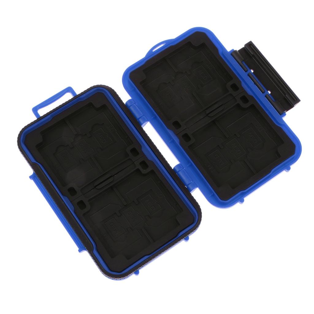 24 Slots Memory Card Case Carrying Holder Storage Box for CF Cards & TF Cards & SD Cards Blue