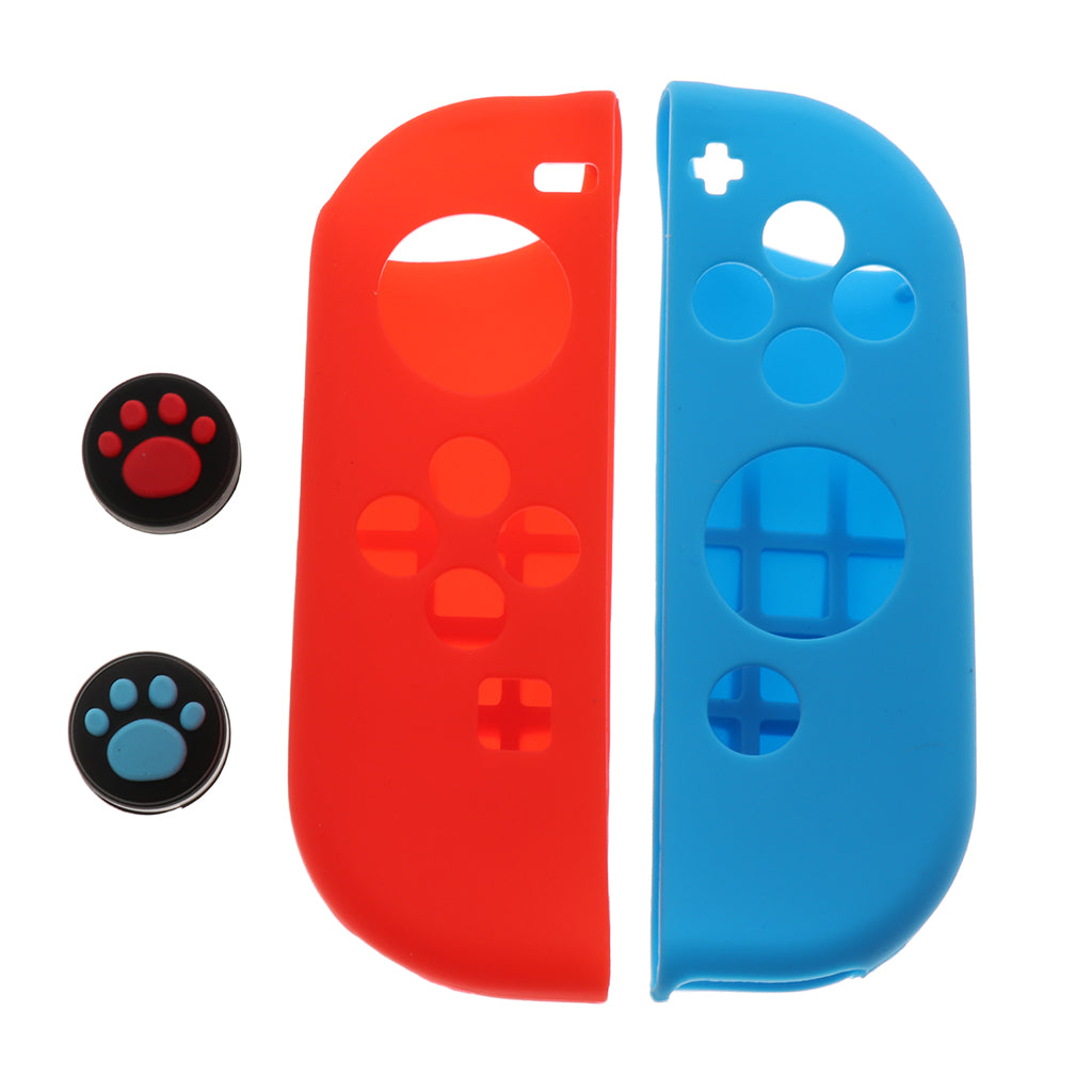 Soft Case + Thumbstick Cap for Nintendo Switch Joy-con Red Blue
