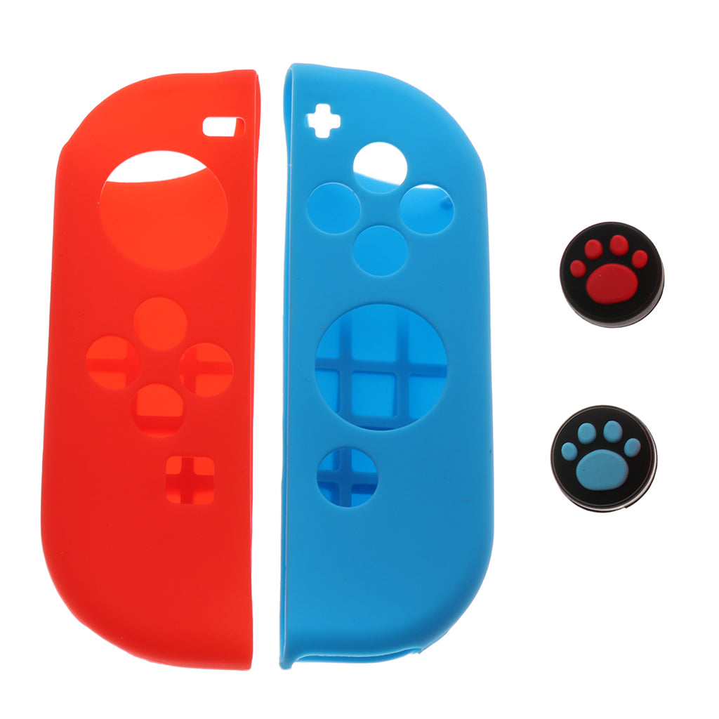 Soft Case + Thumbstick Cap for Nintendo Switch Joy-con Red Blue