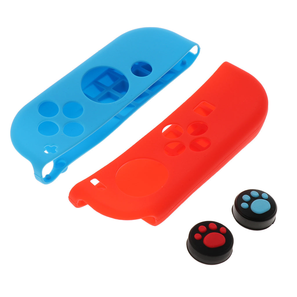Soft Case + Thumbstick Cap for Nintendo Switch Joy-con Red Blue