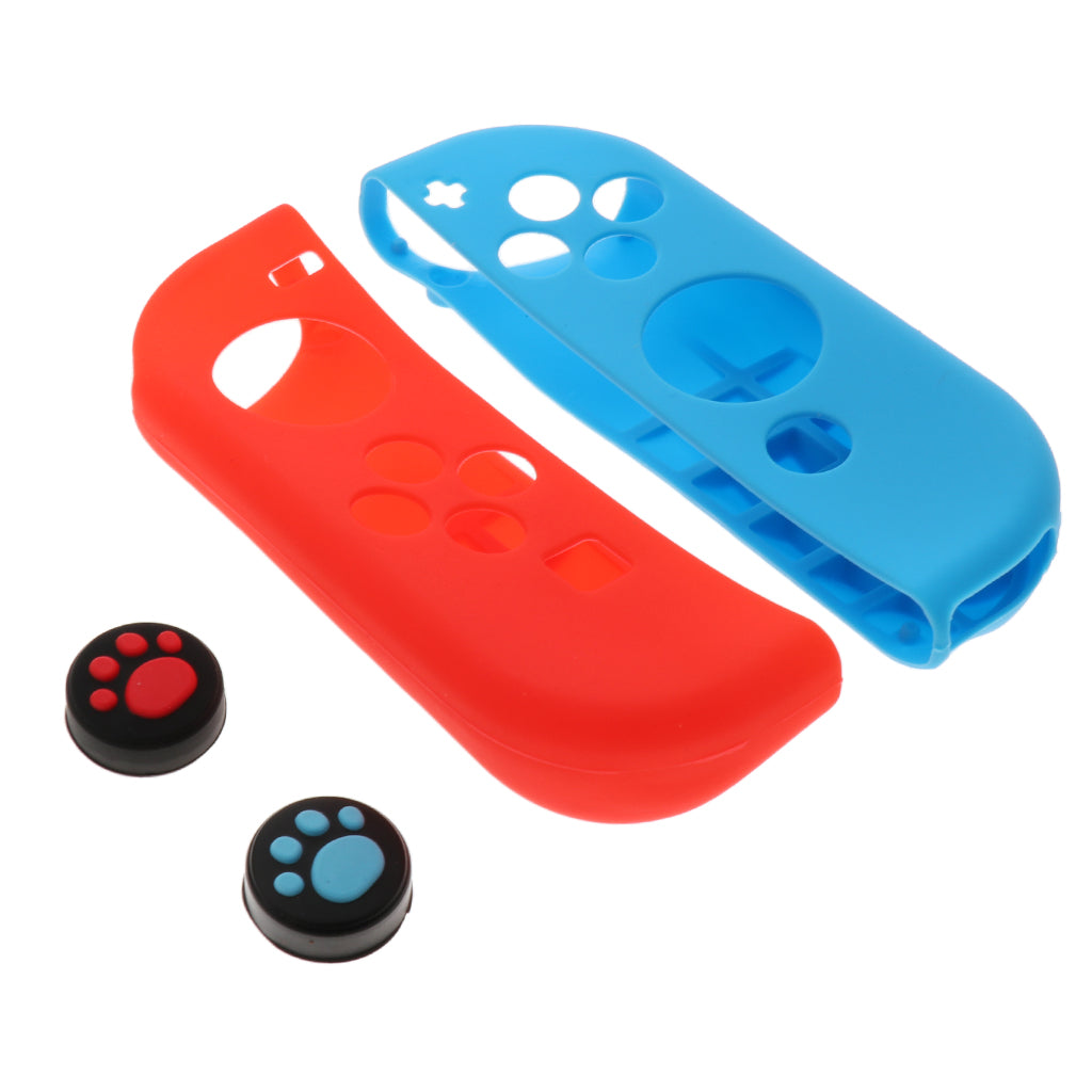 Soft Case + Thumbstick Cap for Nintendo Switch Joy-con Red Blue